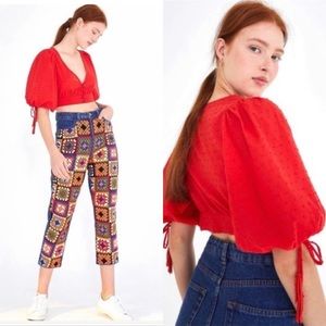 Farm Rio Anthropologie Lolita Crop Top In Red
